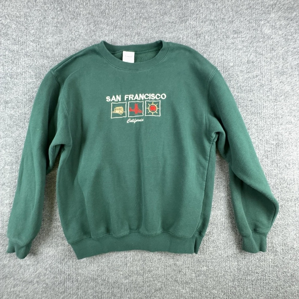 Lanza Sweatshirt Mens Large Green Fleece San Francisco California Graphic